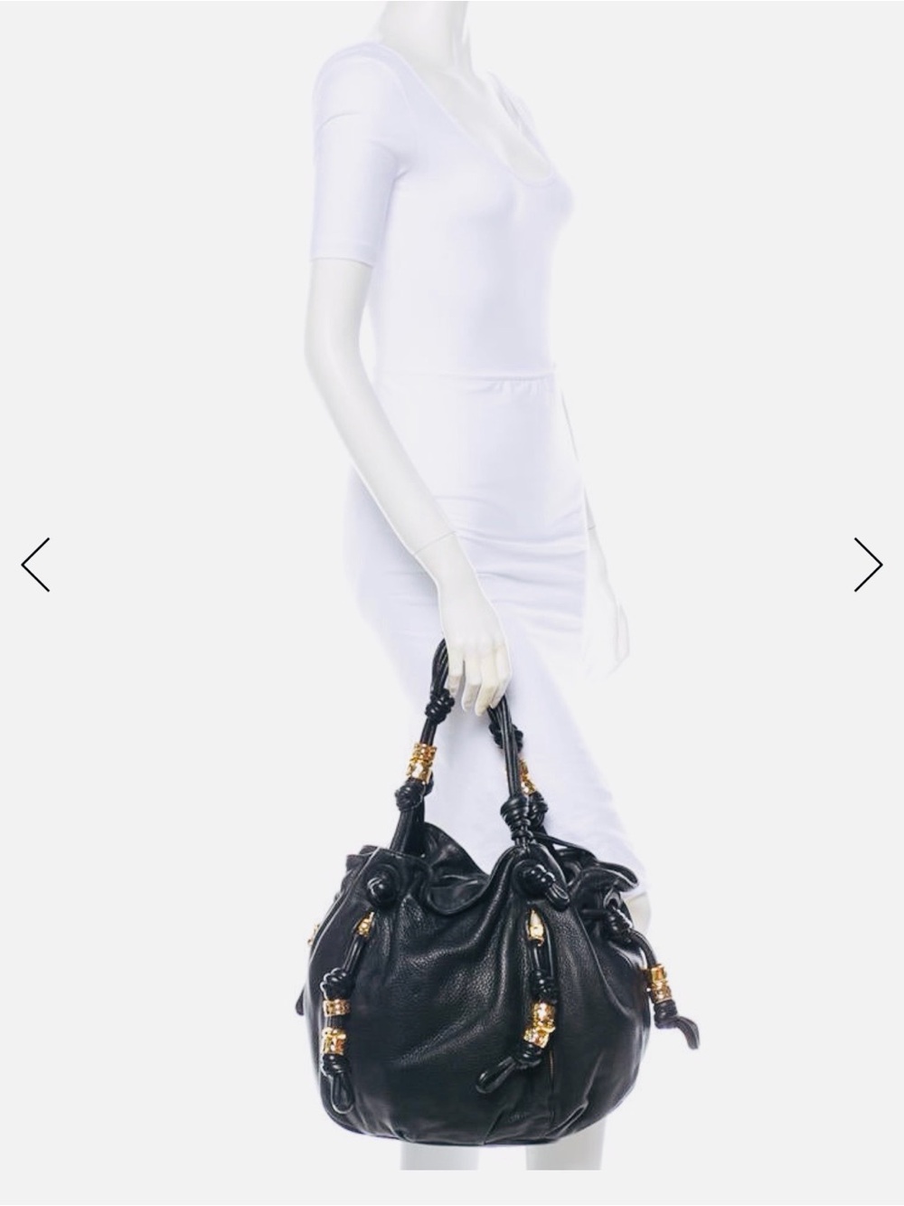 MICHAEL KORS Roslyn Black Knotted Deerskin Leather Tote. MINT! - Picture 4 of 9